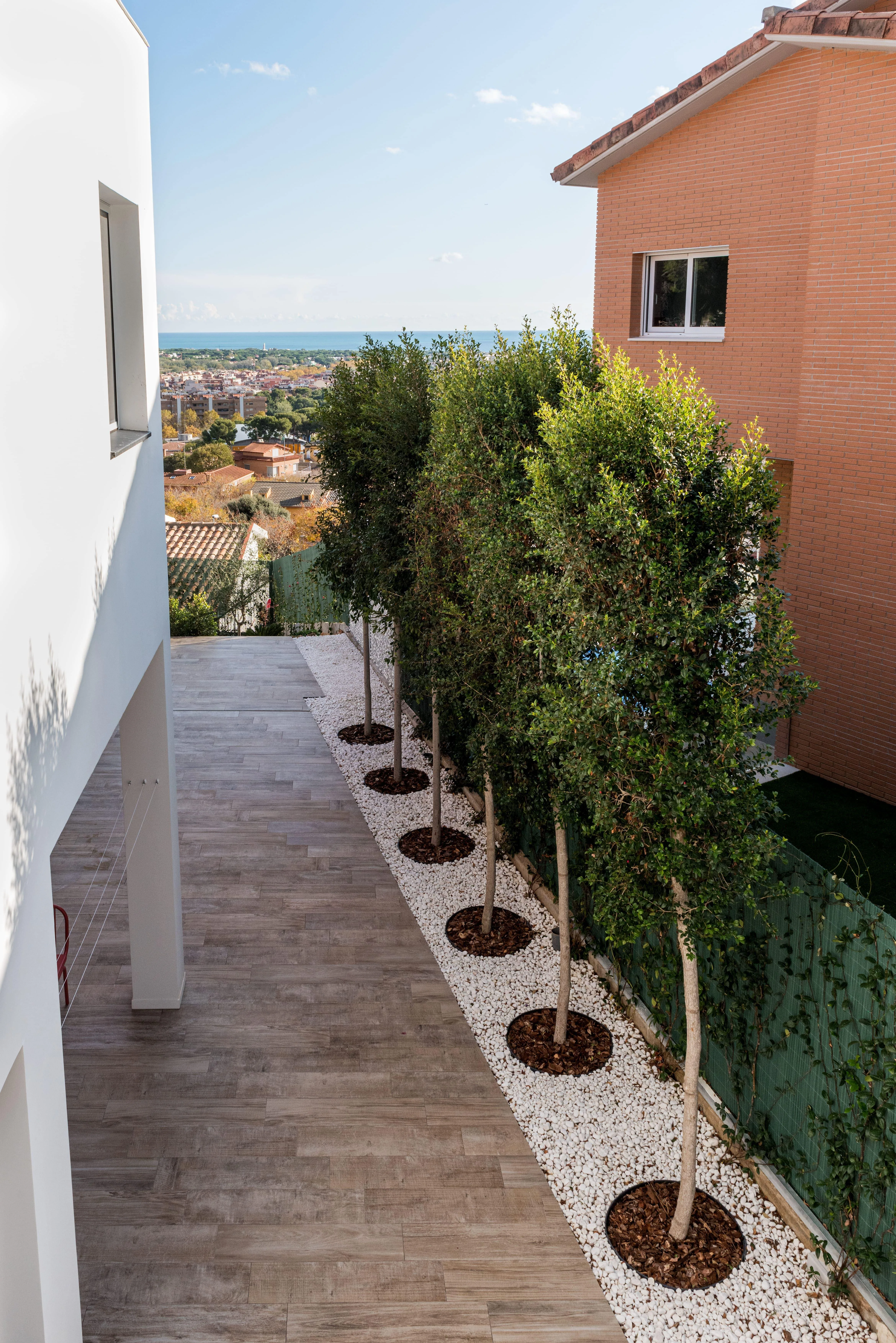 Jardí a l'estil minimalista i intimitat amb pantalles vegetals