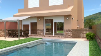 Garden with vegetation and relaxation areas